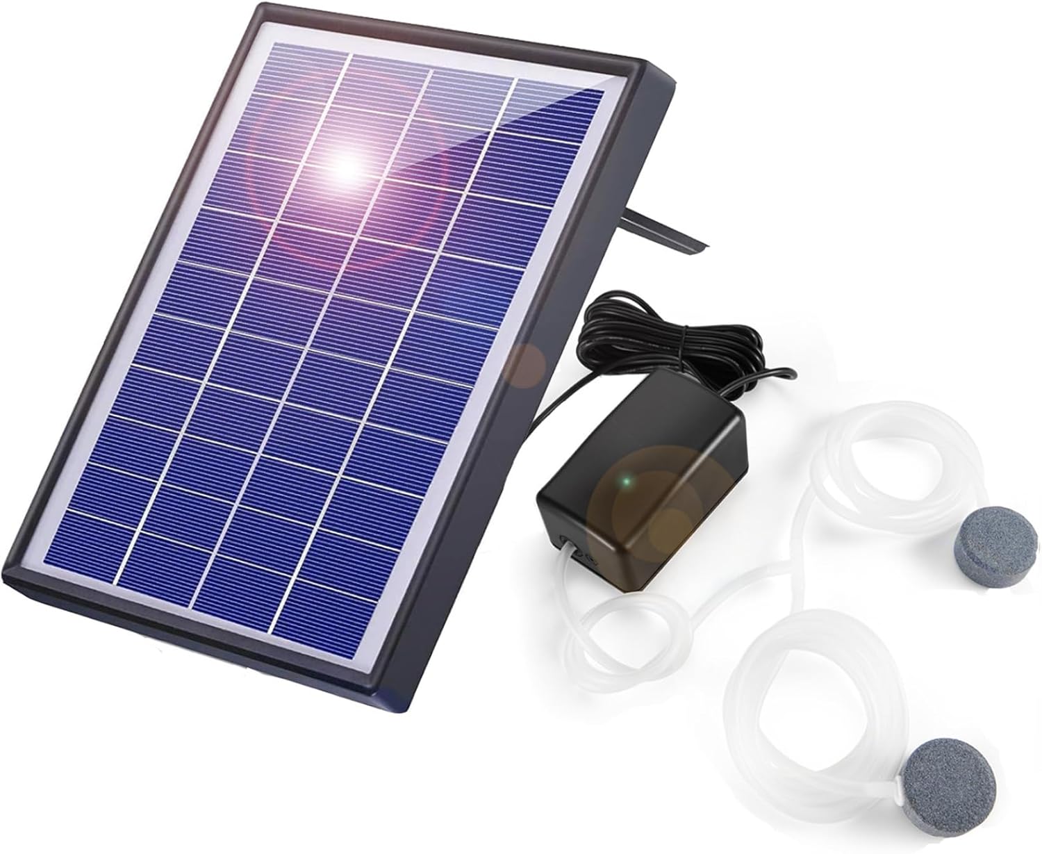 Solar Pond Aerator, 6W Solar Air Pump with Dual Bubble Stones for Outdoor Fish Tank, Pond, Hydroponics - Powered Oxygen Pump for Aquarium & Garden