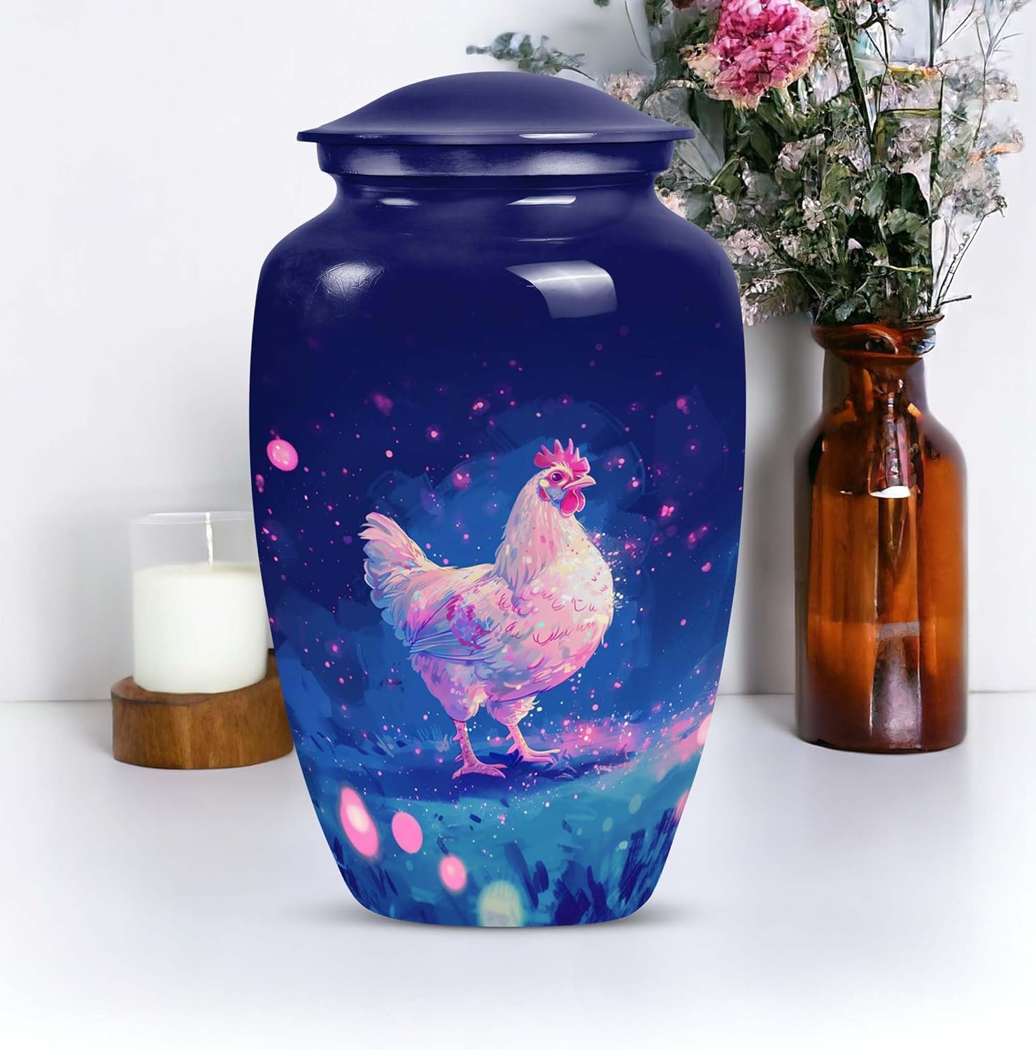 Magical Chicken Cosmos - Cremation Companion Urns - Companion Urns for Adults - Urns for Ashes Adult Female - Funeral Cremation Urns for Ashes - Cremation Urns for Human Ashes (10 inch)