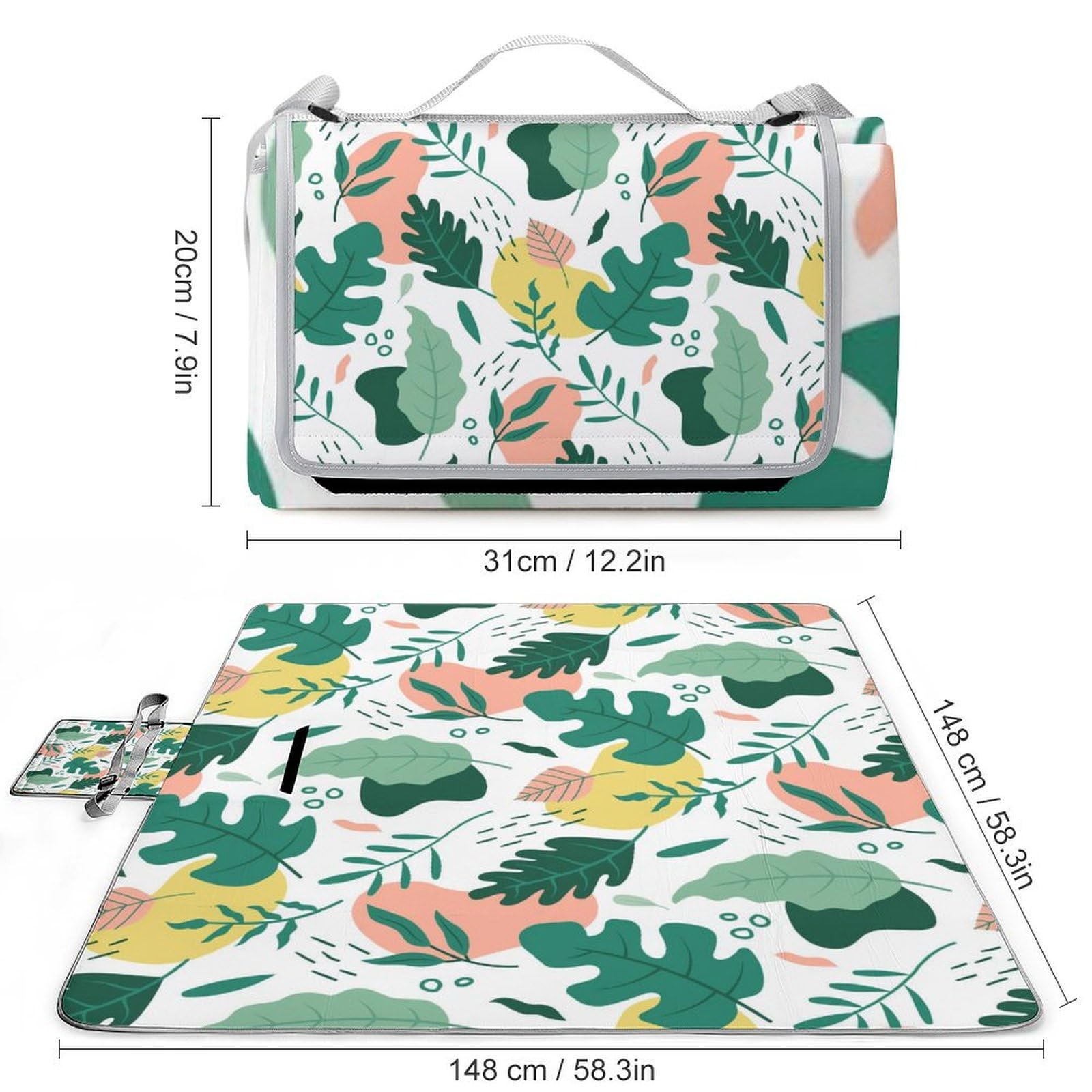 3D Stampa Impianto Coperta Picnic Impermeabile Stuoia Spiaggia Pieghevole Coperta Da Picnic Per Pic-nic, Spiaggia, Campeggio, Parco, Giardino, Estate 148x148cm