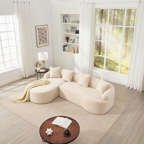 Miniatura 20 de Sofá modular curvo de 110 pulgadas con 4 plazas, sofá curvo para sala de estar, sofá modular moderno, sofá deshuesado, tela de felpilla de grano de