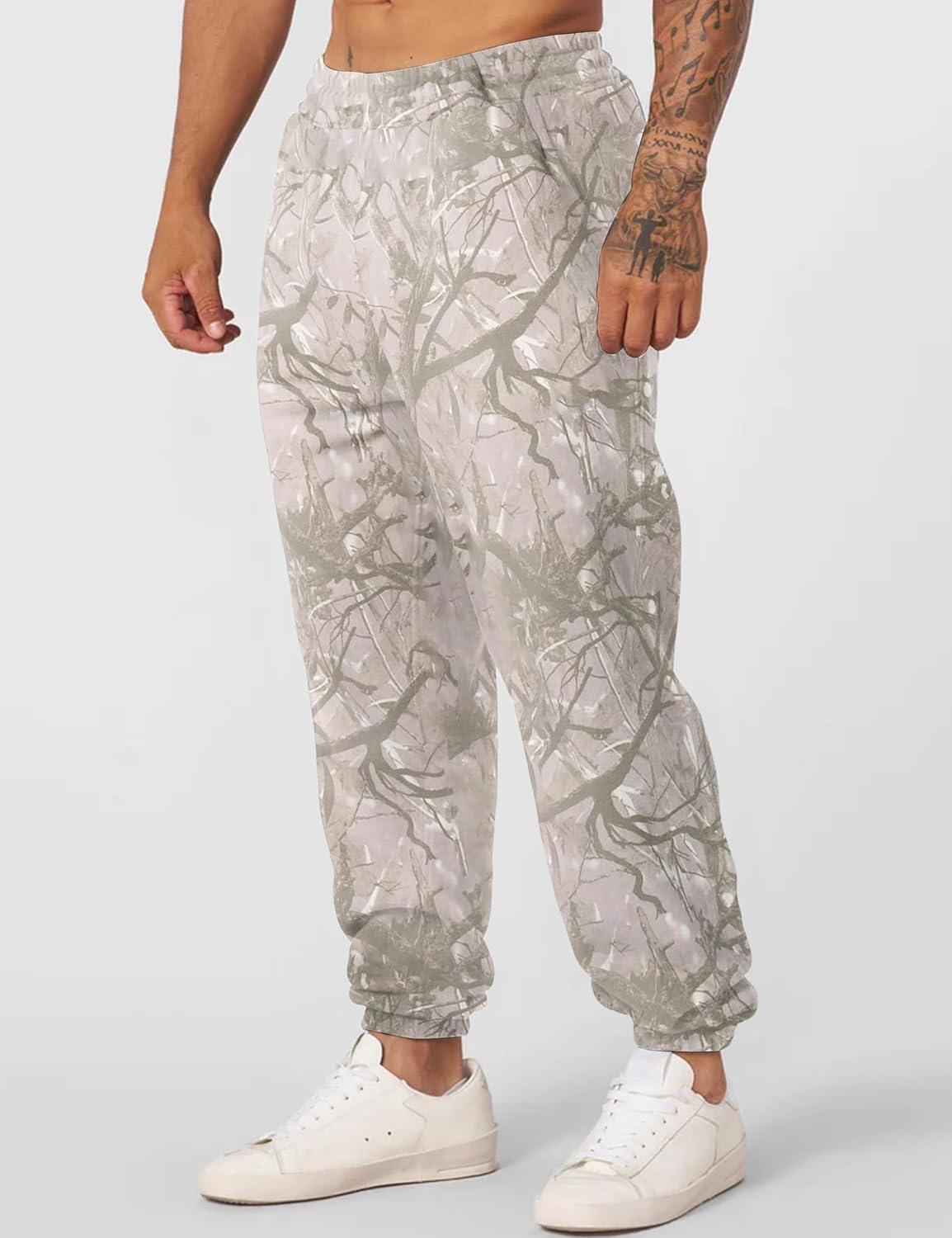 Men’s Camo Baggy Sweatpants Graphic Print Workout Streetwear Joggers Pants for Men Fleece Sweats with Pockets