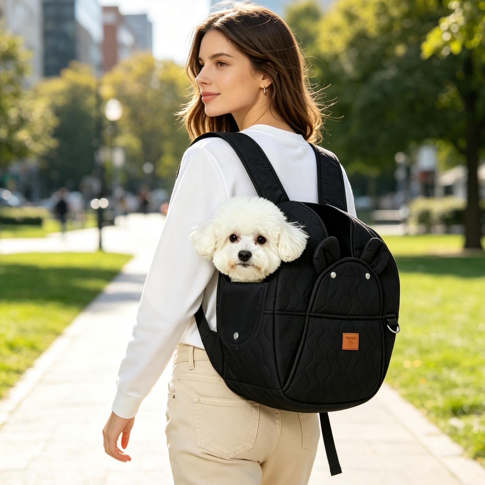Galatée Zaino Per Gatti, Indossabile Sia Sul Davanti Che Sul Retro, Spazioso, Delicato Sulla Pelle e Traspirante, Zaino Portatile e Regolabile Per Cani (Nero)