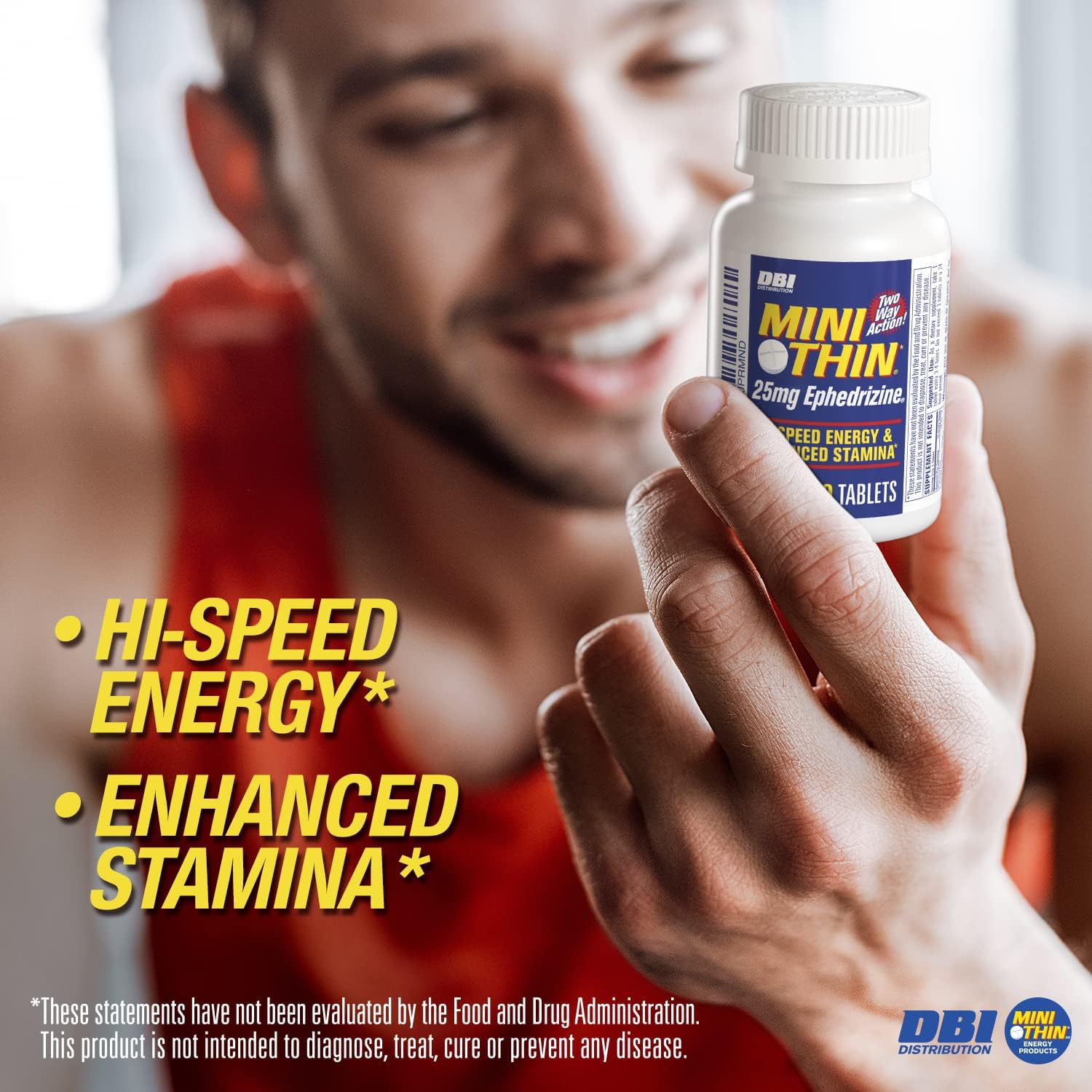 Mini Thin - Two-Way - Energy Tablets Formulated with Caffeine and Ephedrizine - 100 Tablets