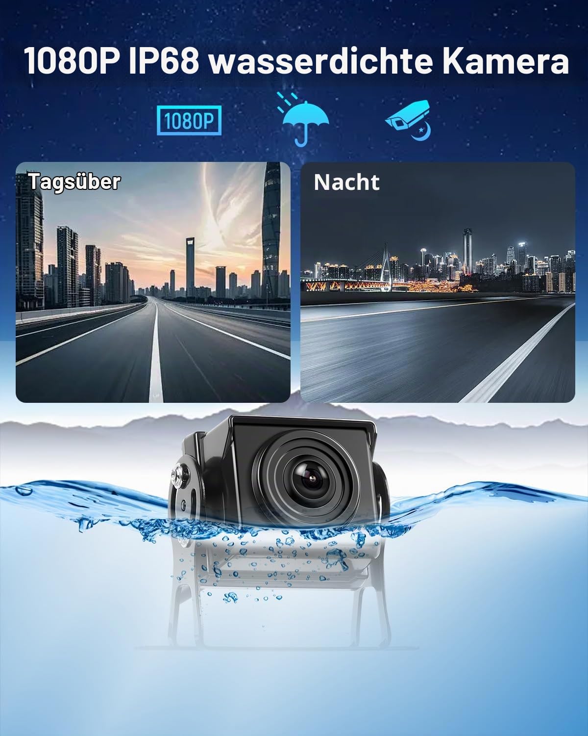 NHOPEEW Rückfahrkamera Kit mit 7 Zoll Monitor - Double 1080P Backup-Kamera Unterstützung IP69 wasserdicht/Super Nachtsicht/Weitwinkel - Monitor-Kit für LKW/Bus/Trailer/Wohnmobile