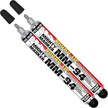 MM-94 Pump Action Ball Point Marker, Broad Tip #4, Pressurized Industrial Marking Pen with Steel Rolling Ball Tip, 3.2mm Line Width, Manufactured in the USA Black