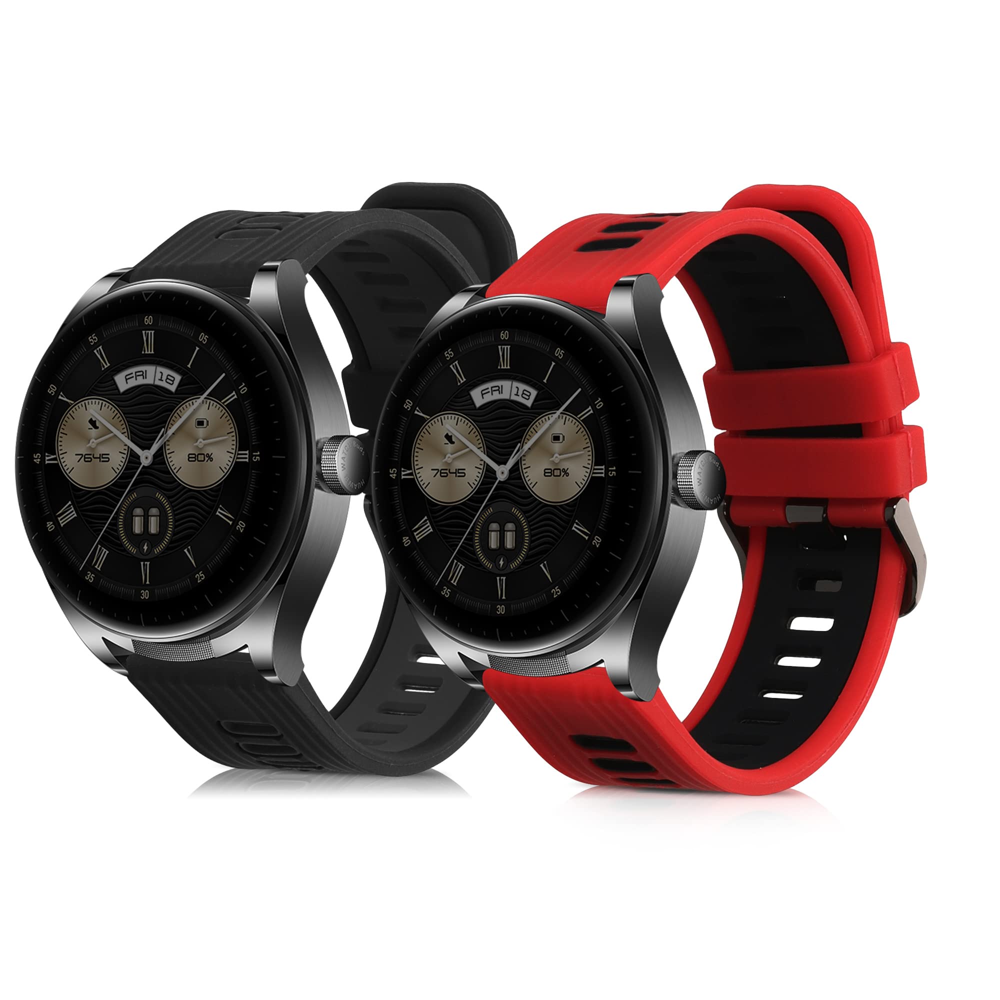 kwmobile Bracelet Compatible with Huawei Watch Buds/GT3 SE Strap – 2 x Flexible Silicone Straps – Adjustable Size
