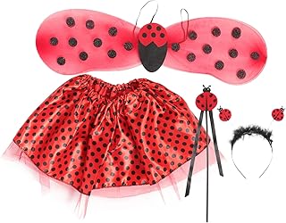 1 Conjunto De Roupas Para Meninas Tiaras Saia Curta Asa De Joaninha E Saia Tutu Traje De Menina Joaninha Para Saia Tutu E Saia De Malha De Asa De Joaninha Conjunto De Quatro