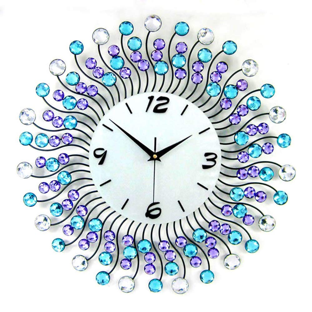 Horloge murale créatif en fer forgé bleu, l'excellence de l'artisanat d'art Diamond Craft