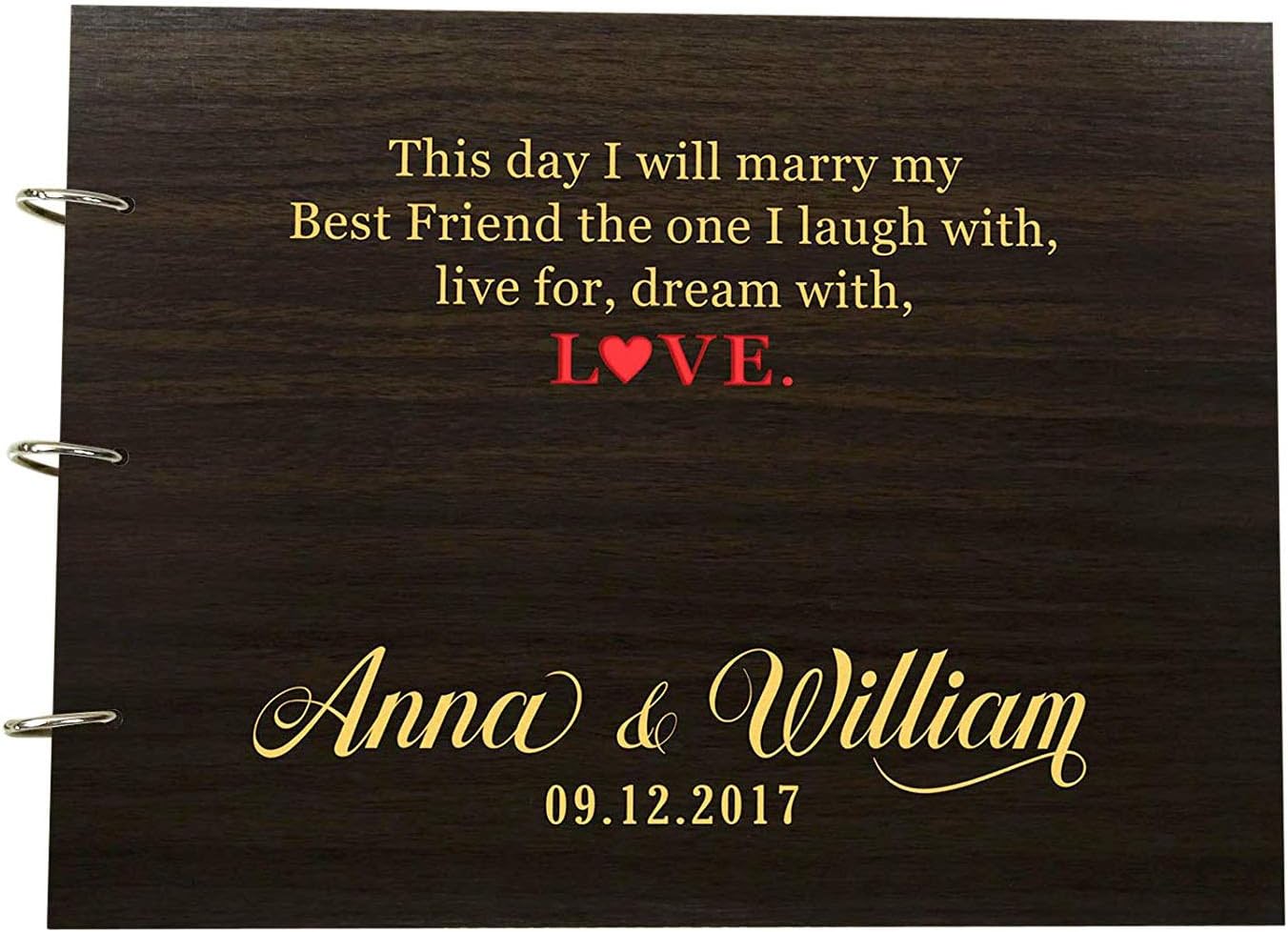 Personalized Custom Wood Engraved Guest Book Rustic Wooden Wedding Guestbook Photo Album