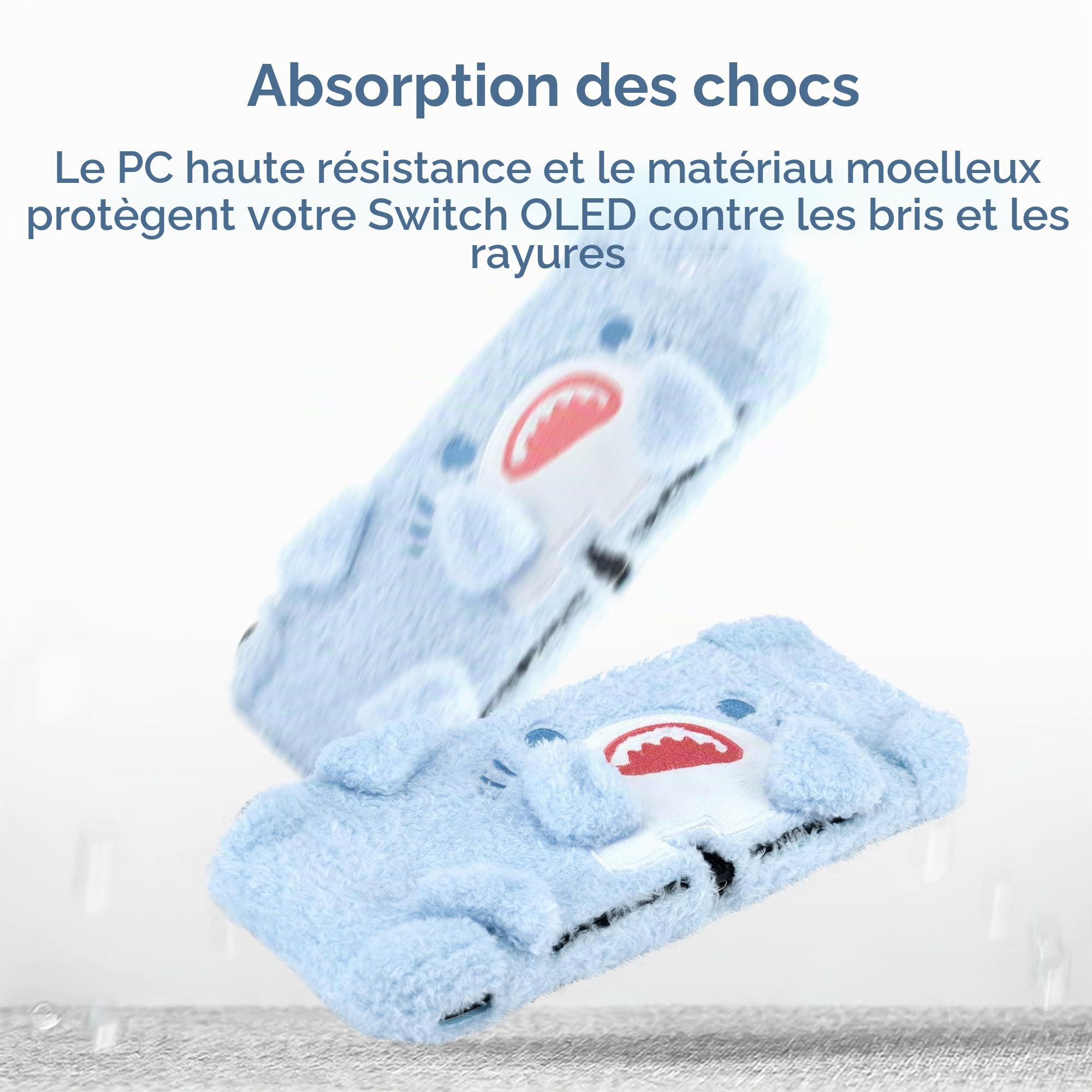 GeekShare Cute Plush Case - Étui Absorbant Les Chocs et résistant aux Rayures Compatible avec la Console Switch OLED et Joy Con - Plush Shark