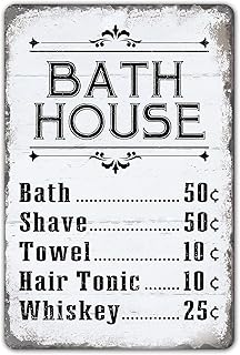 Bath House Price List Sign Vintage Metal Sign Decor Signs Shower Shave House Farmhouse Rustic Bathroom Decorations Wall Art Bathhouse Gift 8 x 12