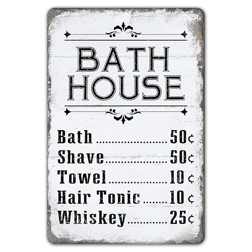 Bath House Price List Sign Vintage Metal Sign Decor Signs