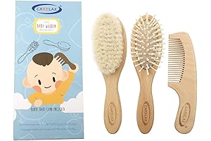 Baby Hair Brush & Comb Set: Organic Wood, Natural Goat Bristles for Cradle Cap Relief