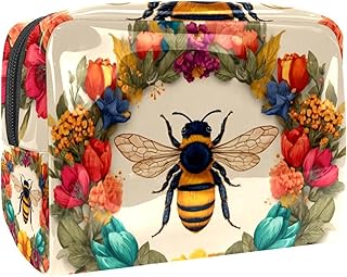 Bee in Colorful Flower Wreath Circle Small Tr...