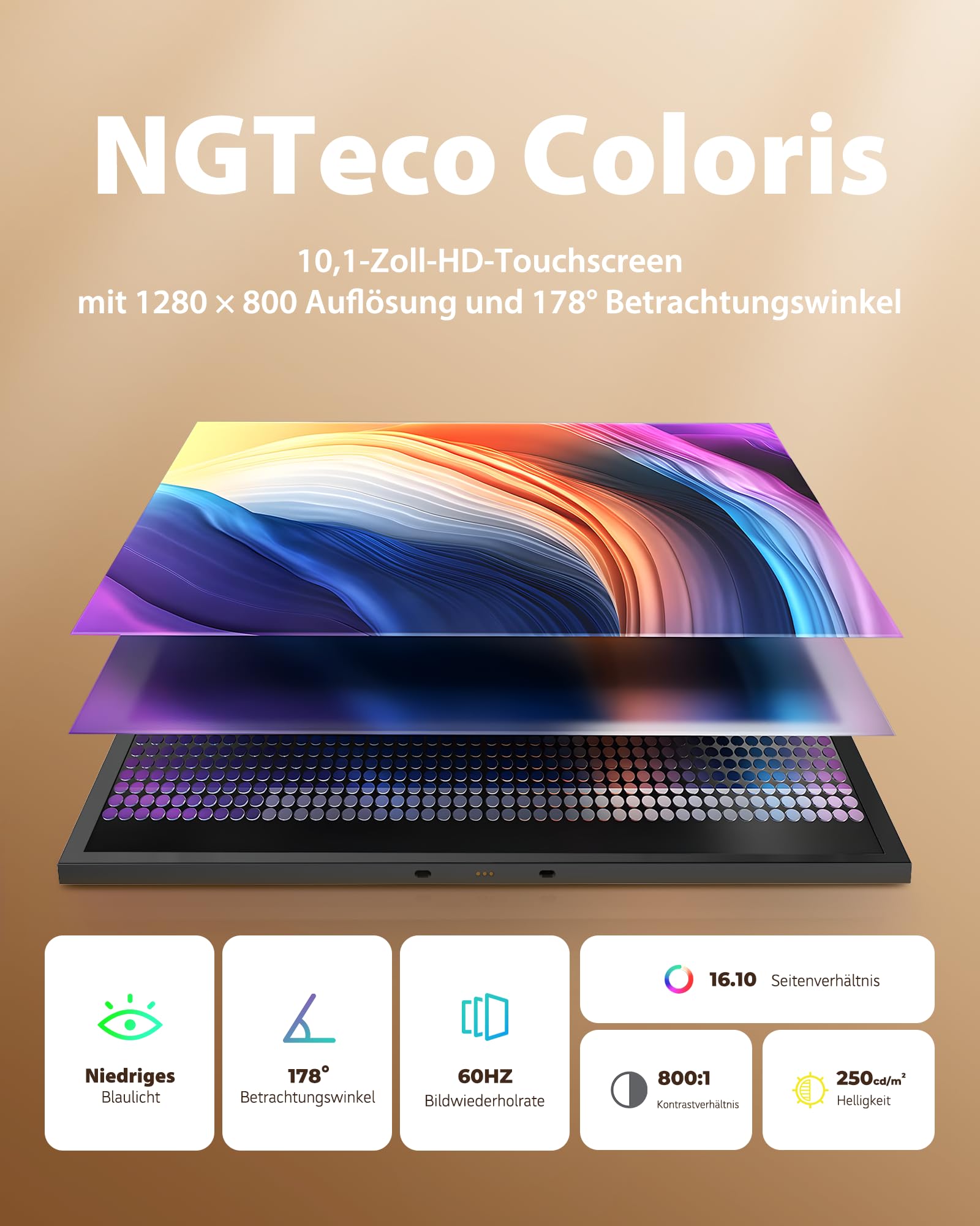 64 GB Frameo Digitaler Bilderrahmen 10,1 Zoll WLAN, 5000mAh Akku mit kabellosem Laden, HD IPS Touchscreen, Kalender & Ereigniserinnerung, Auto-Rotation, Foto- & Video-Übertragung via FRAMEO App
