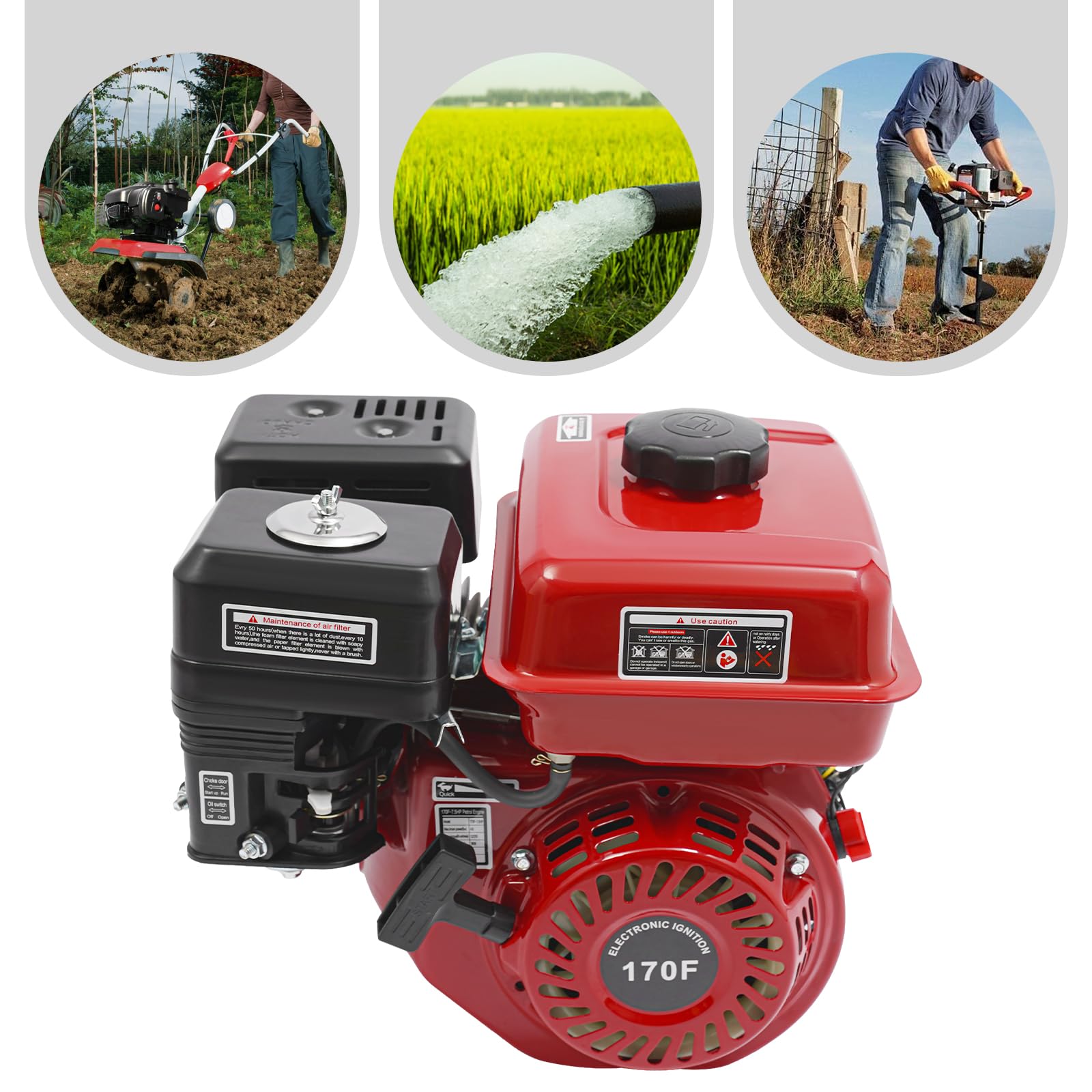 Motore a benzina, 7,5 CV, 4 kW, OHV, motore monocilindrico a 4 tempi, raffreddato ad aria, avviamento a fune, motore a benzina, per pompa dell'acqua, generatore, pulitore ad alta pressione, capacità