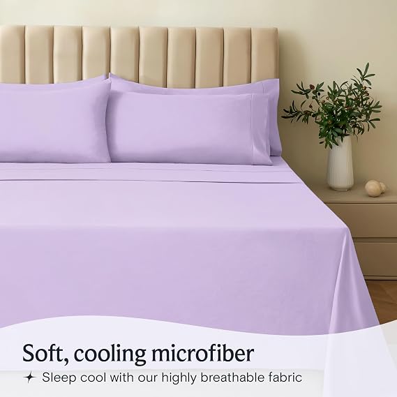 LuxClub 6 PC Full Sheet Set, Breathable Luxury Bed Sheets, Deep Pockets 18 Eco Friendly Wrinkle Free Cooling Bed Sheets Machine Washable Hotel Bedding Silky Soft - Periwinkle Full