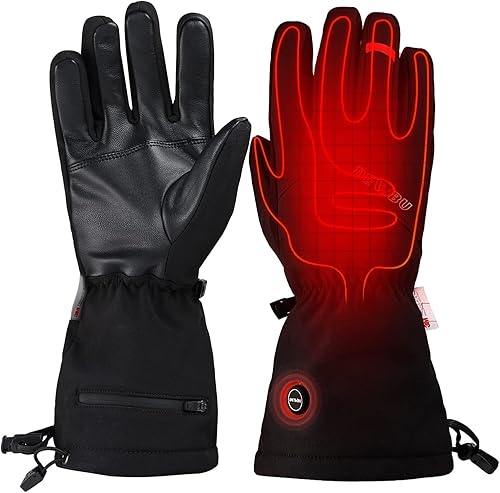 DEWBU Heated Gloves with Battery Pack, Rechargeable Electric Gloves for Women and Men, Waterproof Heated Work Gloves