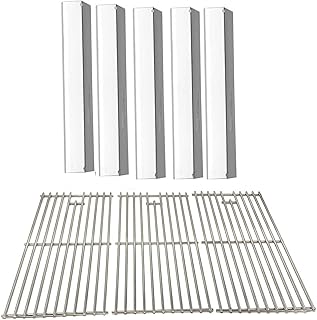 Oceanside Replacement Kit for Brinkmann 810-1750-S, 810-3551-0, 810-6570-F, Gas Grill Includes 5 Stainless Steel Heat Plates and 304 Solid Stainless Steel Cooking Grate (Set of 3)