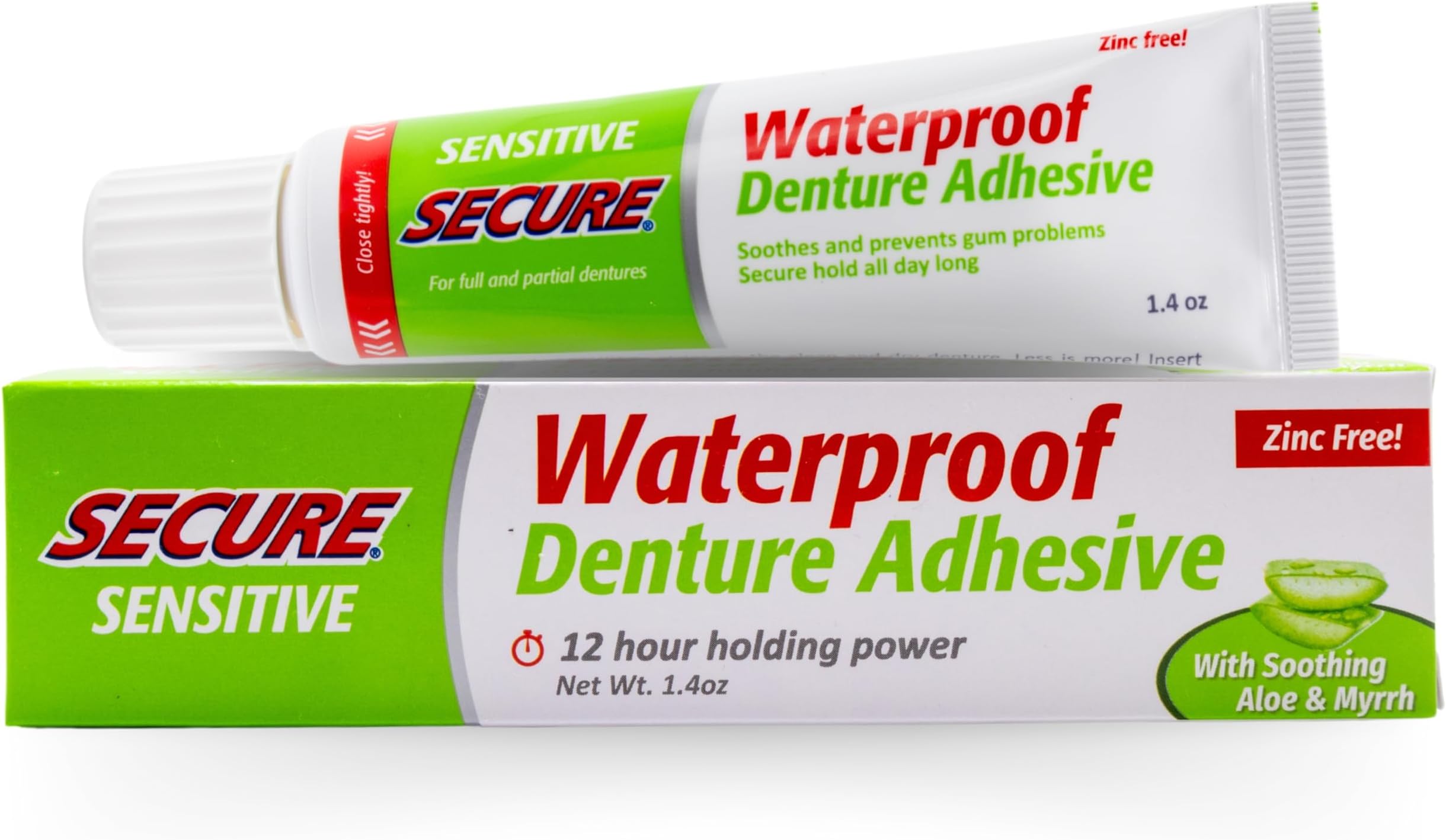 Sensitive Denture Adhesive Cream, Zinc Free Denture Glue, 1.4 oz