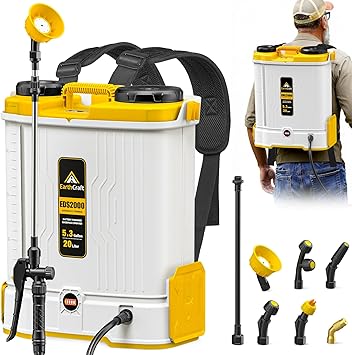 Battery Powered Backpack Sprayer 5.3Gal Compatible with DeWalt 20V BatteryNOT Included, Equipped with Mixing System, Backpack Garden Sprayer with 6 Spray Nozzles for Lawn, Garden, Yard