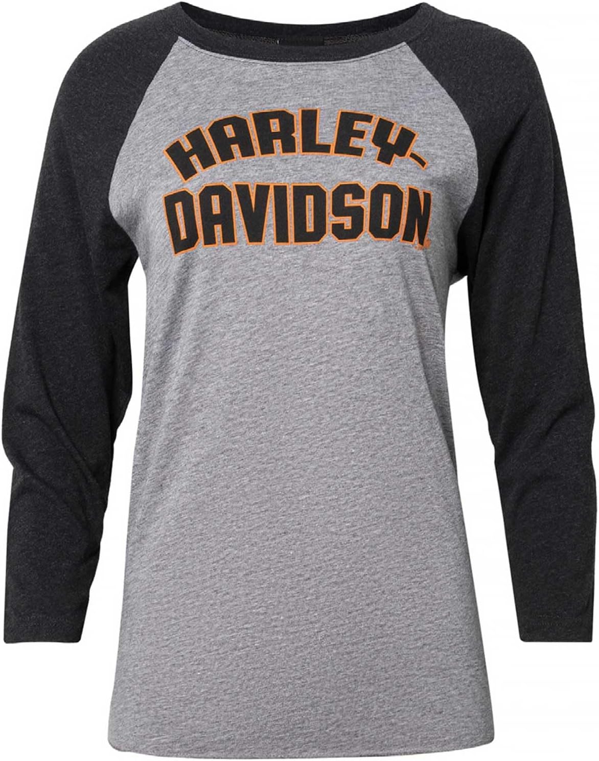 Harley-Davidson Women's Jersey 3/4-Sleeve Raglan T-Shirt, Black & Gray