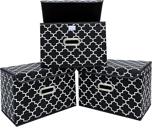 Contenedores de almacenamiento de tela con tapas, organizadores de armario, canastas plegables con asas para el hogar, luz negra