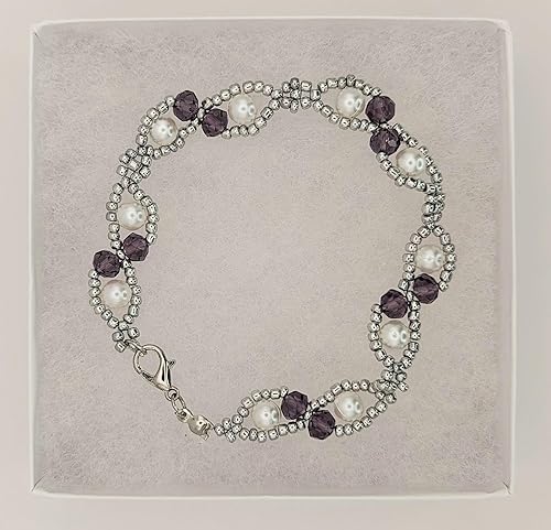 Miniatura 4 de Elegange brazalete para dama hecho a manode perlas fantasia, cuentas de vidriol y cristales de 8" de largo, ideal para regalo, se envía empaque