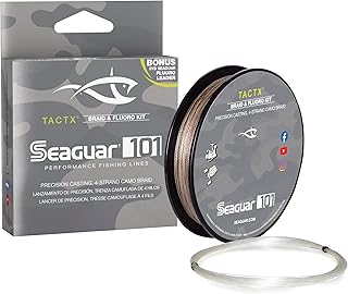 Seaguar TactX Braided Camo Fishing Line & Fluoro Kit, with Free Leader, Multiple Sizes