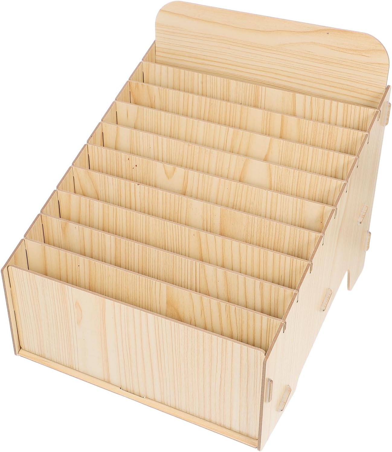 KALLORY Wooden Invoice Organizer Box with Multi Compartment Design, Large Capacity Beige Desktop Storage for Home and Store, Simple and Elegant Rustic Finish for Sorting Receipts and Bills