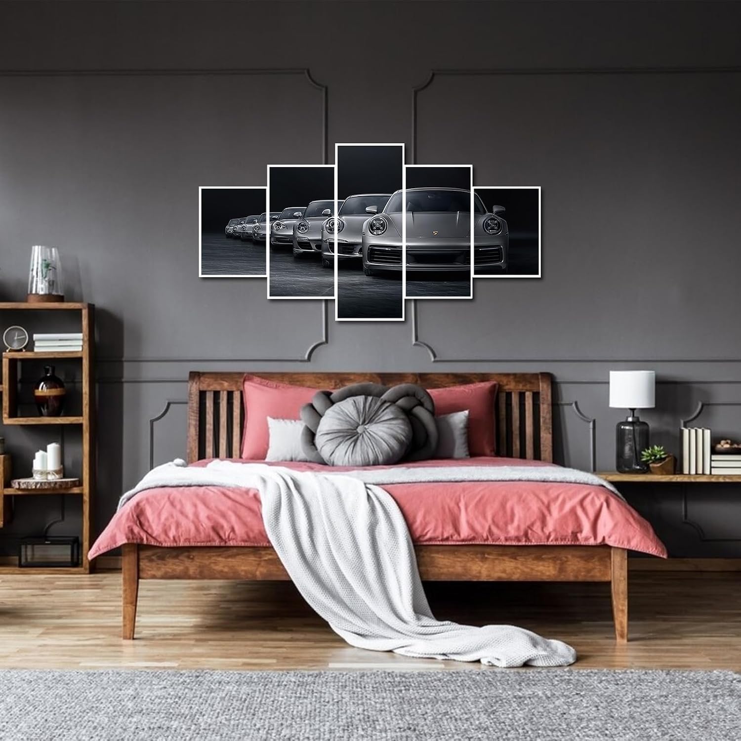 Car Poster 5 Pieces Classic 911 Sports Car Canvas Wall Art for Boys Room Bedroom Living Room Decor Boy Gift(Unframed,Car-02-5P)