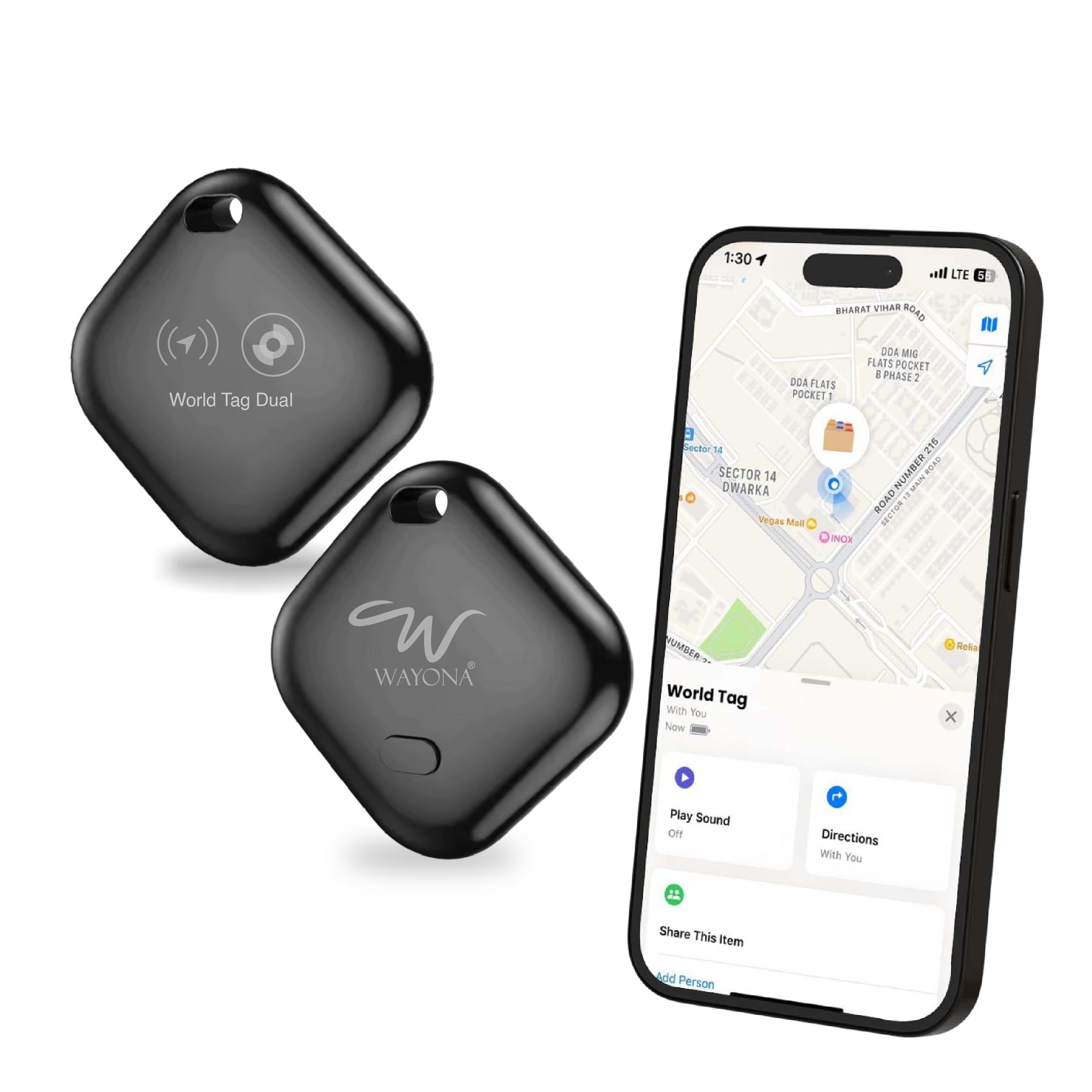 Wayona Item Finder Compatible with Apple Find My and Android Find Hub, Dual System Global Baggage Tracker, Bluetooth GPS, MFi Certified, No Sim Card for Keys,Wallets