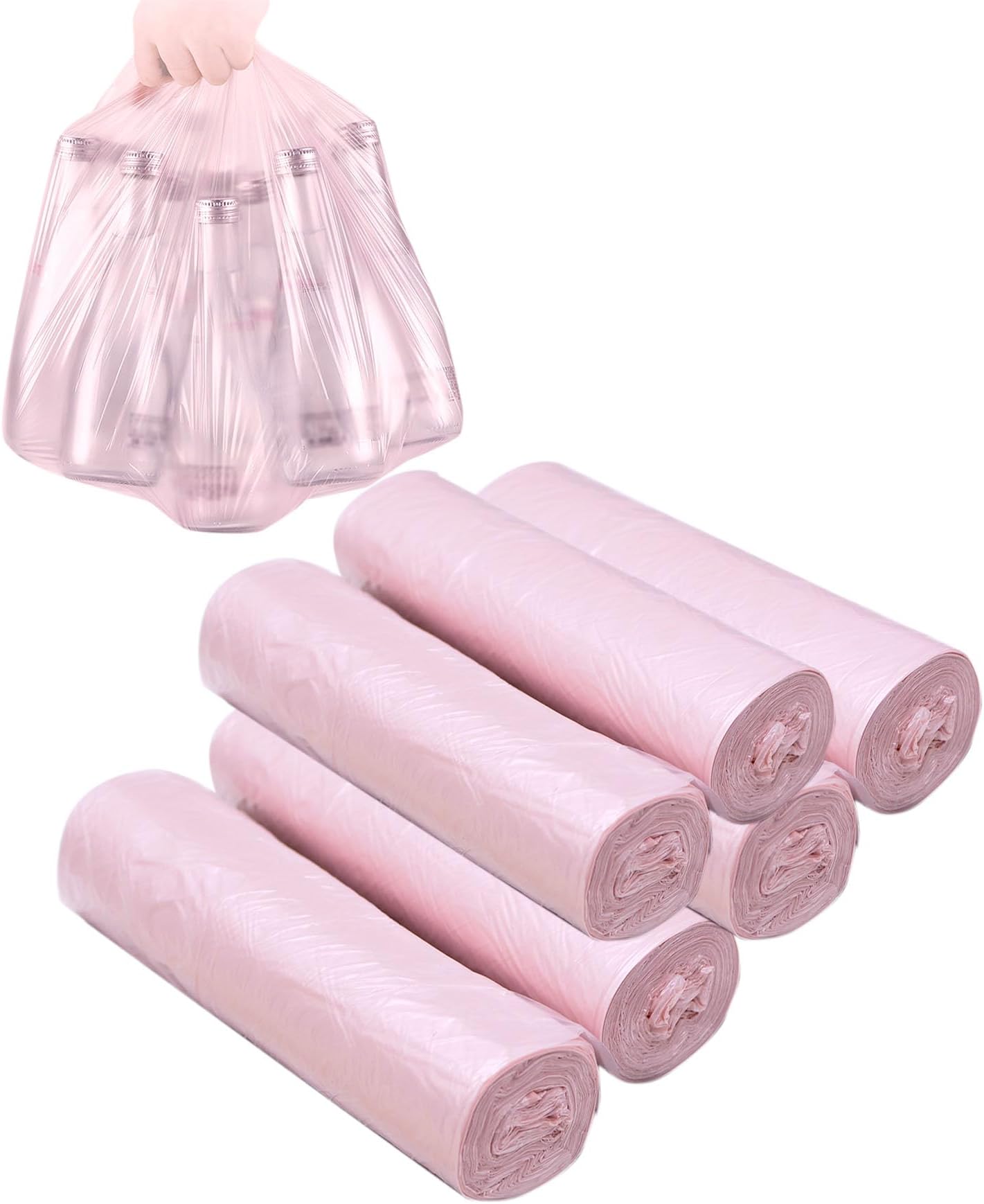 YYaaloa 3-4 Gallon Bathroom Trash Bags 120 Count Pink Small Trash Garbage Bags, Strong Thin Material Disposable Trash Bags for Office, Home Waste Bin (Pink, 120 Count)