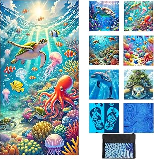 Strandtuch Mikrofaser Beach Towel Badetuch Sandfrei XXL Schnelltrocknend Strandhandtuch Damen Groß Strandtücher Sommer Strandlaken Meerestiere Strand Zubehör Must Haves Geschenke für Damen 180*80 A