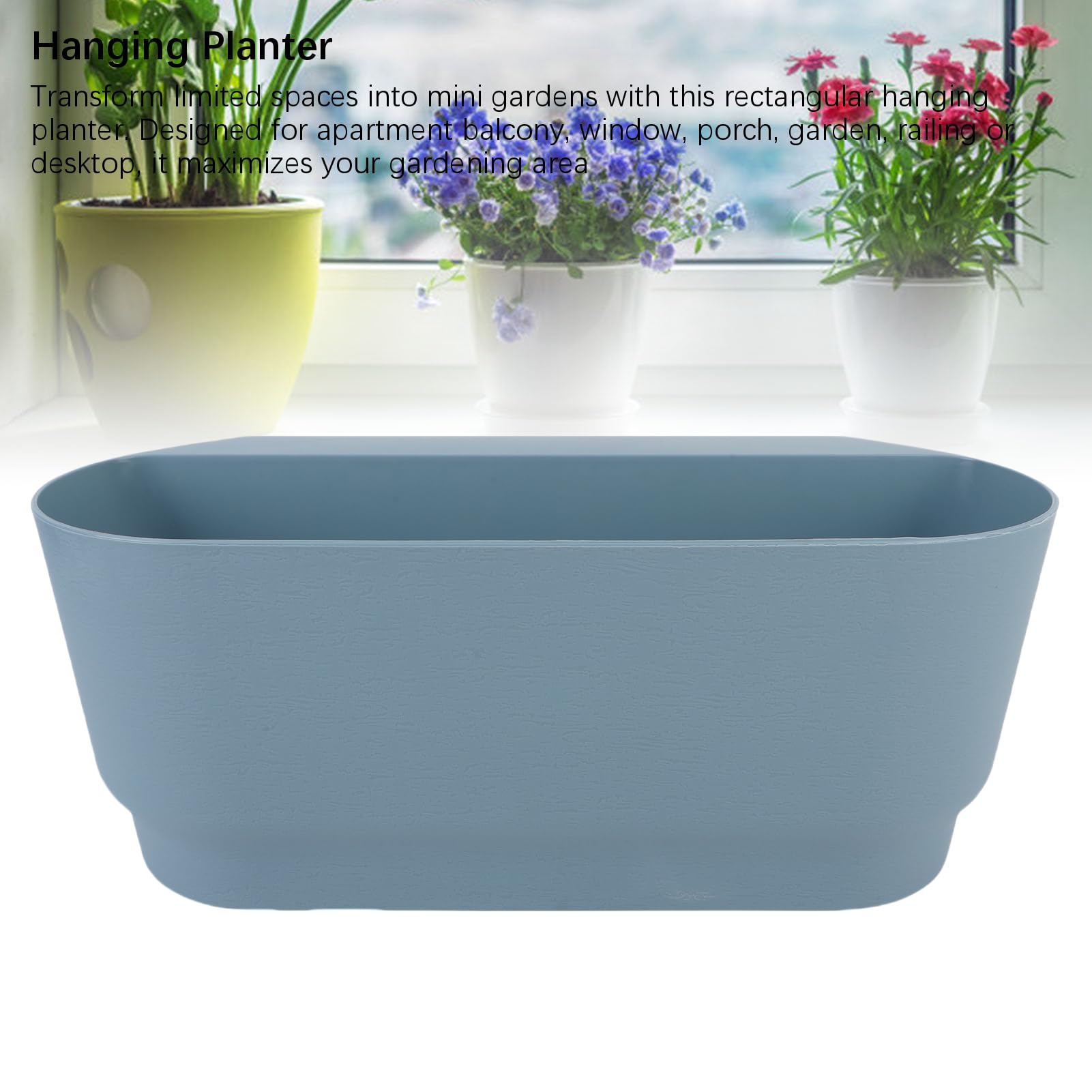 Kavolet Geländer-Pflanzgefäß, 3 Stück, 45 X 18 X 16 cm, PP, (Blau)