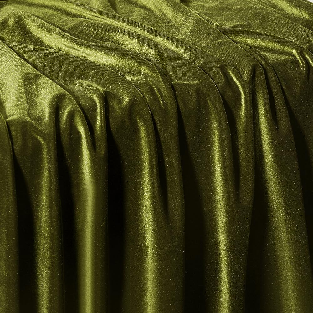 Light Olive Green Velvet Fabric by The Yard, 60" Wide Soft Stretchy Velveteen Fabric, 5 Yards Velvet Material for Upholstery Sofa Chair Cover DIY Sewing Costume Craft Curtain