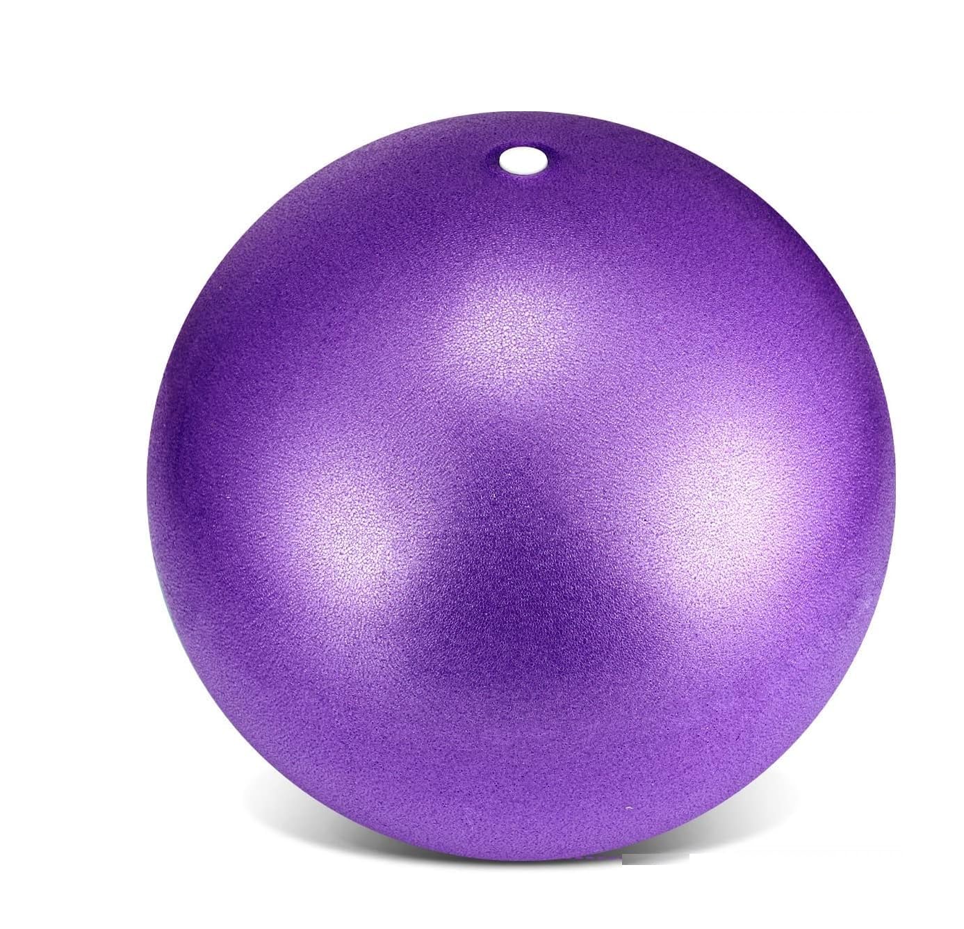 Foldable Mini Pilates Exercise 9 Inch Small Gym Ball with Inflatable Straw for Yoga, Stability, Barre, Physical Therapy, Stretching, Core Training (Purple)