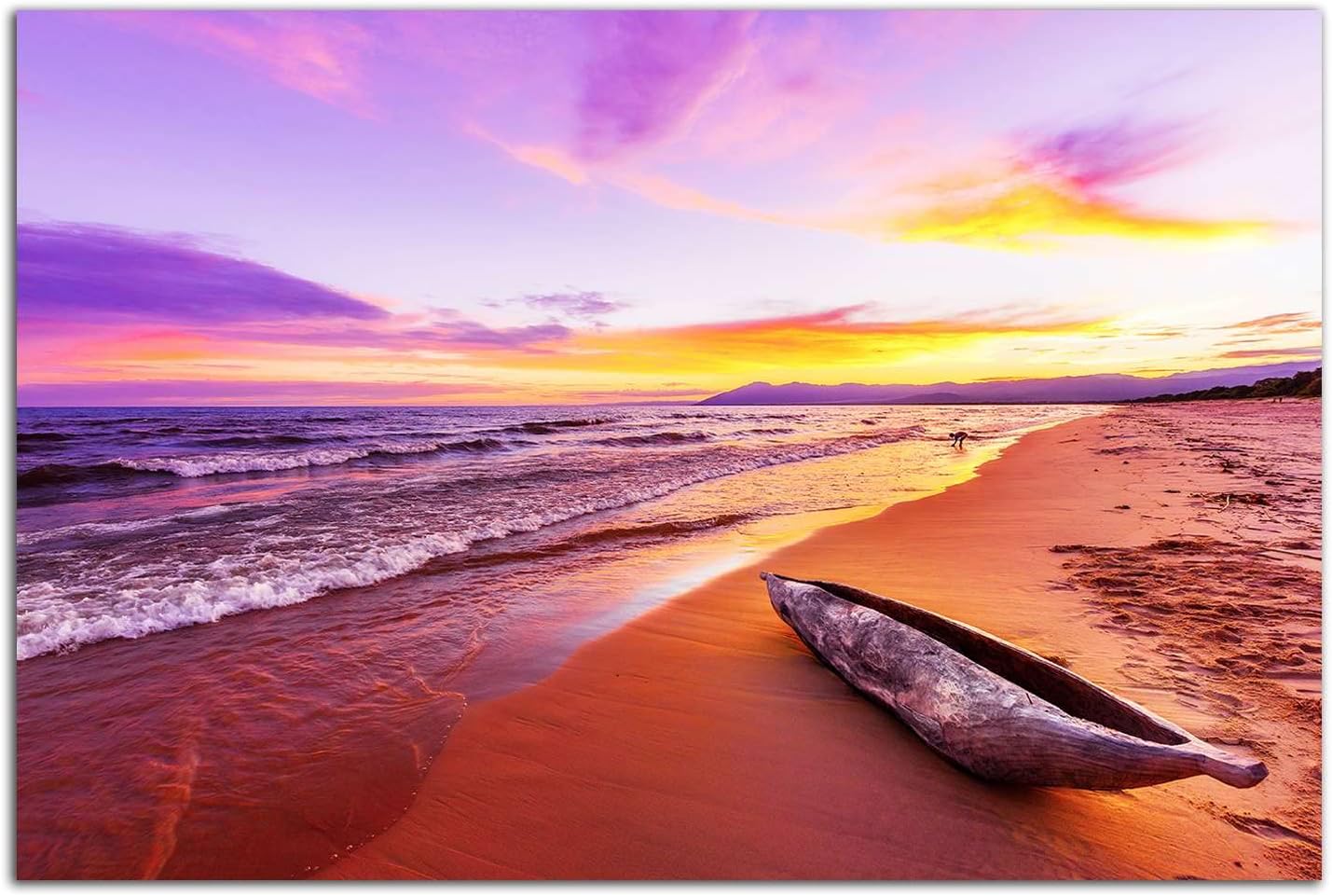 Startonight Glow-in-Dark Tempered Glass Wall Art - Sunset by the Sea Dual View Acrylic Print 24x36 Inches