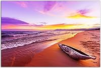 Startonight Glow-in-Dark Tempered Glass Wall Art - Sunset by the Sea Dual View Acrylic Print 24x36 Inches