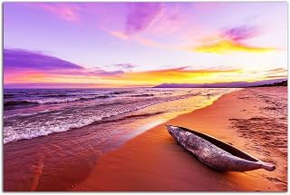 Startonight Glow-in-Dark Tempered Glass Wall Art - Sunset by the Sea Dual View Acrylic Print 24x36 Inches