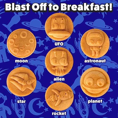 Miniatura 3 de Out of This World - Máquina de gofres para niños, haz 7 panqueques espaciales. Astronautas, lunas, estrellas y más en minutos, wafler eléctrico