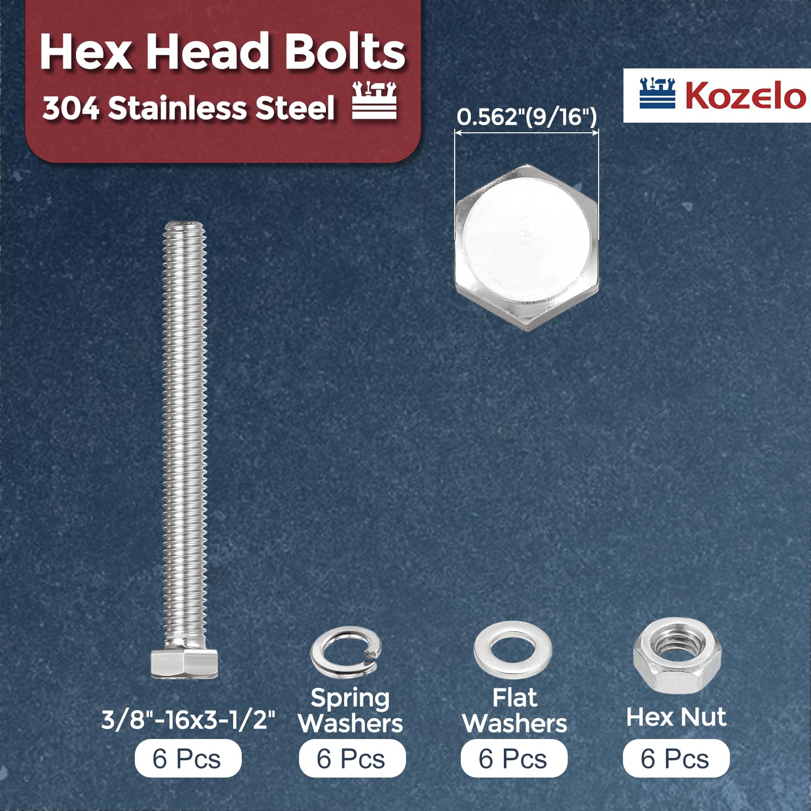 Kozelo 24 Pcs Bolts and Nuts Washers Kit - Image 2
