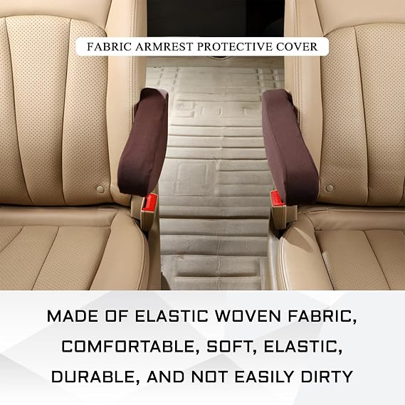 2PCS Armrest Covers Car Chair Arm Rest Cover, Stretch Car Front Seat Armrest Protector Cover, Anti-Scratch Center Console Lid Cloth Fabric Armrest Cover Skin Replacement Universal(Black)