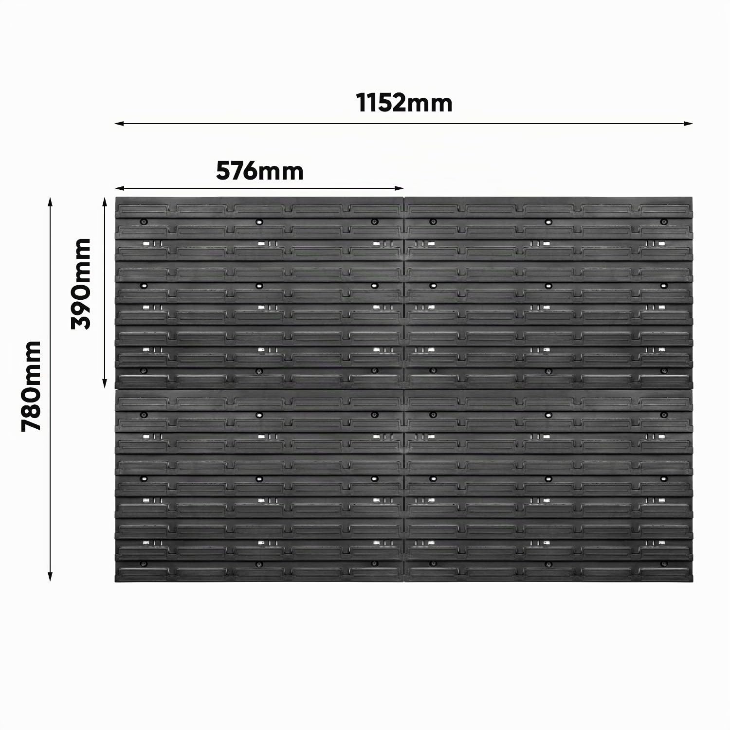 Paroi à outils, avec 23 boîtes de rangement rouges/noires, 1152 x 780 mm, système de rangement, kit de supports à outils, étagère murale, étagère d’atelier, paroi perforée, bacs à bec