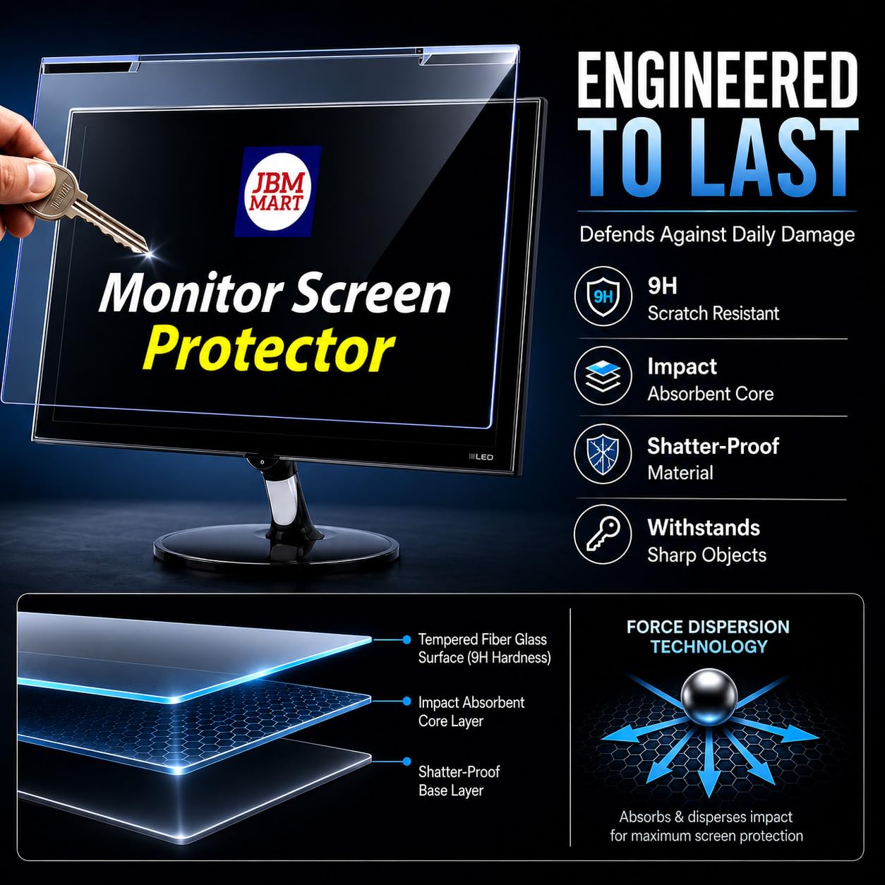 24 Inch Monitor Screen Protector - Scratch Guard -5