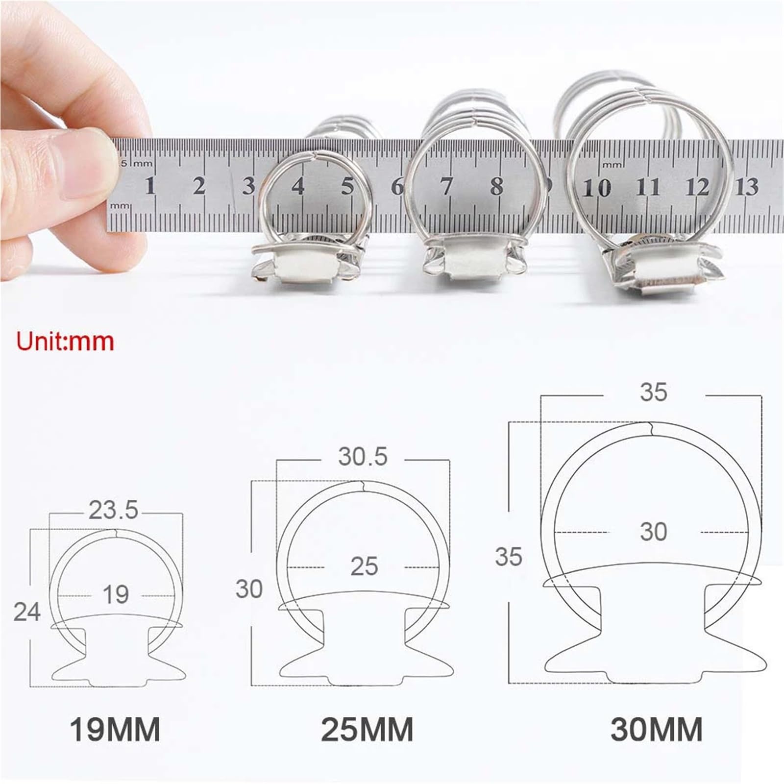 Raccoglitore ad anelli A5 Meccanismo di raccoglitore in metallo a fogli sciolti 8 pezzi Cerchi for rilegatura ricaricabili Clip a spirale A6 A7(Silver-personal-30mm)