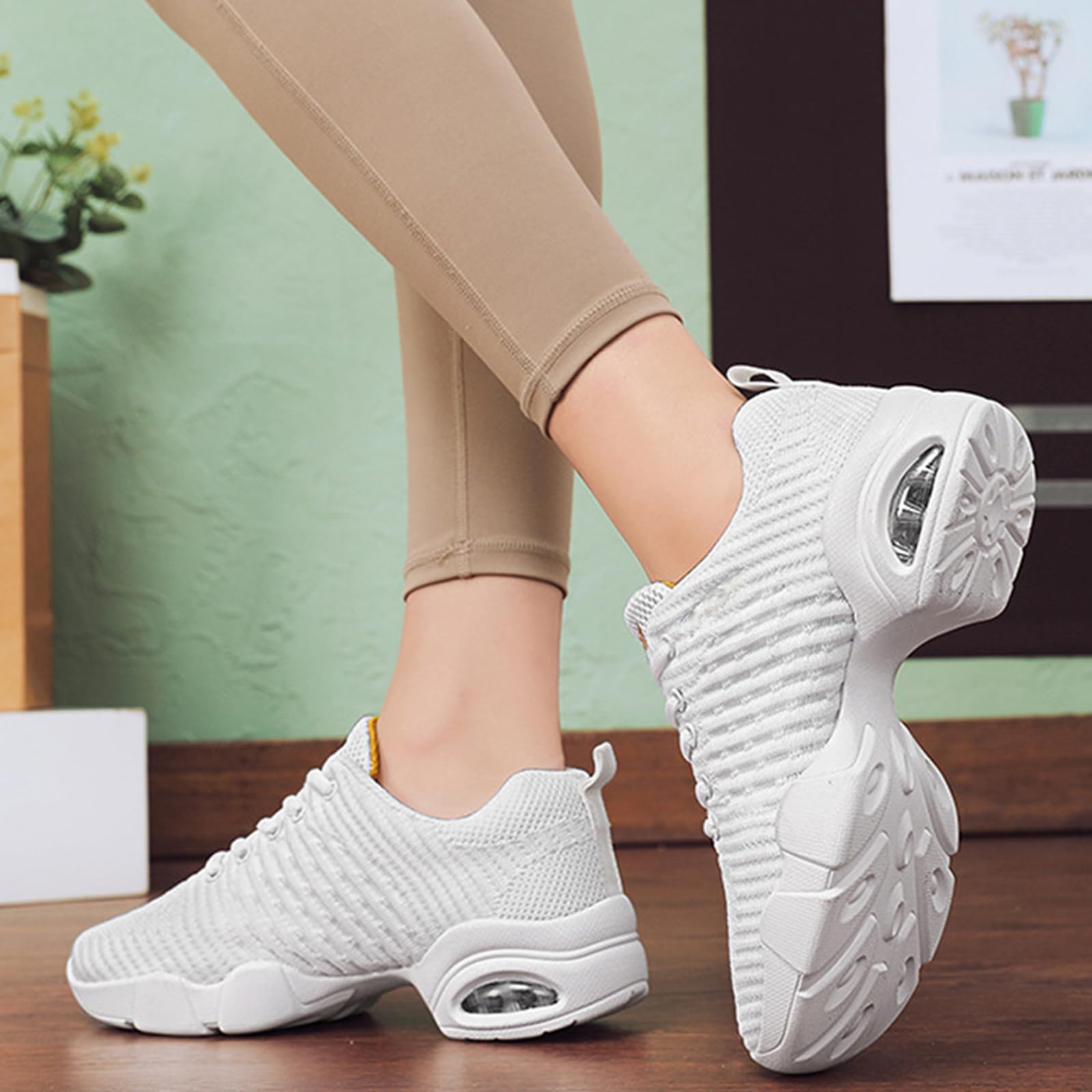 Mujer Zapatos de Baile Jazz Mesh Transpirable con Cordones Zapatos de Baile Hip Hop Modernos Antideslizantes Resistente