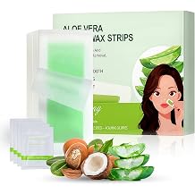 Wax Strips for Face,Bikini,Eyebrow Hair Removal, 40Pcs Facial Waxing Strips Kit for Women with 40 Face Wax Strips & 4 Calming Wipes | Hypoallergenic, All Skin Types, Aloe Vera