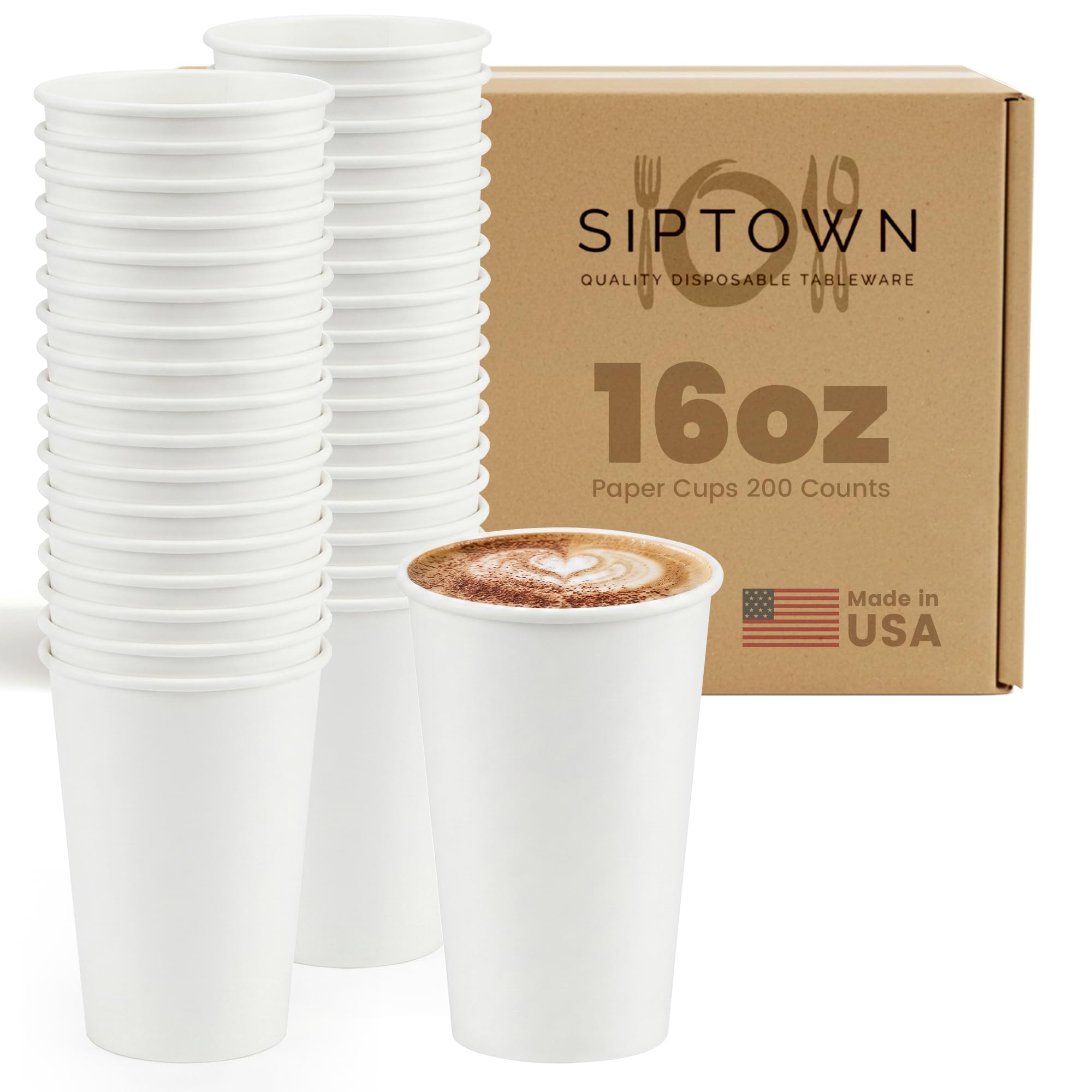 Kubki papierowe 470 ml, 200 szt. na kawę i herbatę, wyprodukowane w USA, luzem, 200 szt. do domu, biura, restauracji i imprez, nadające się do recyklingu, jednorazowe kubki na wynos, 470 ml, do