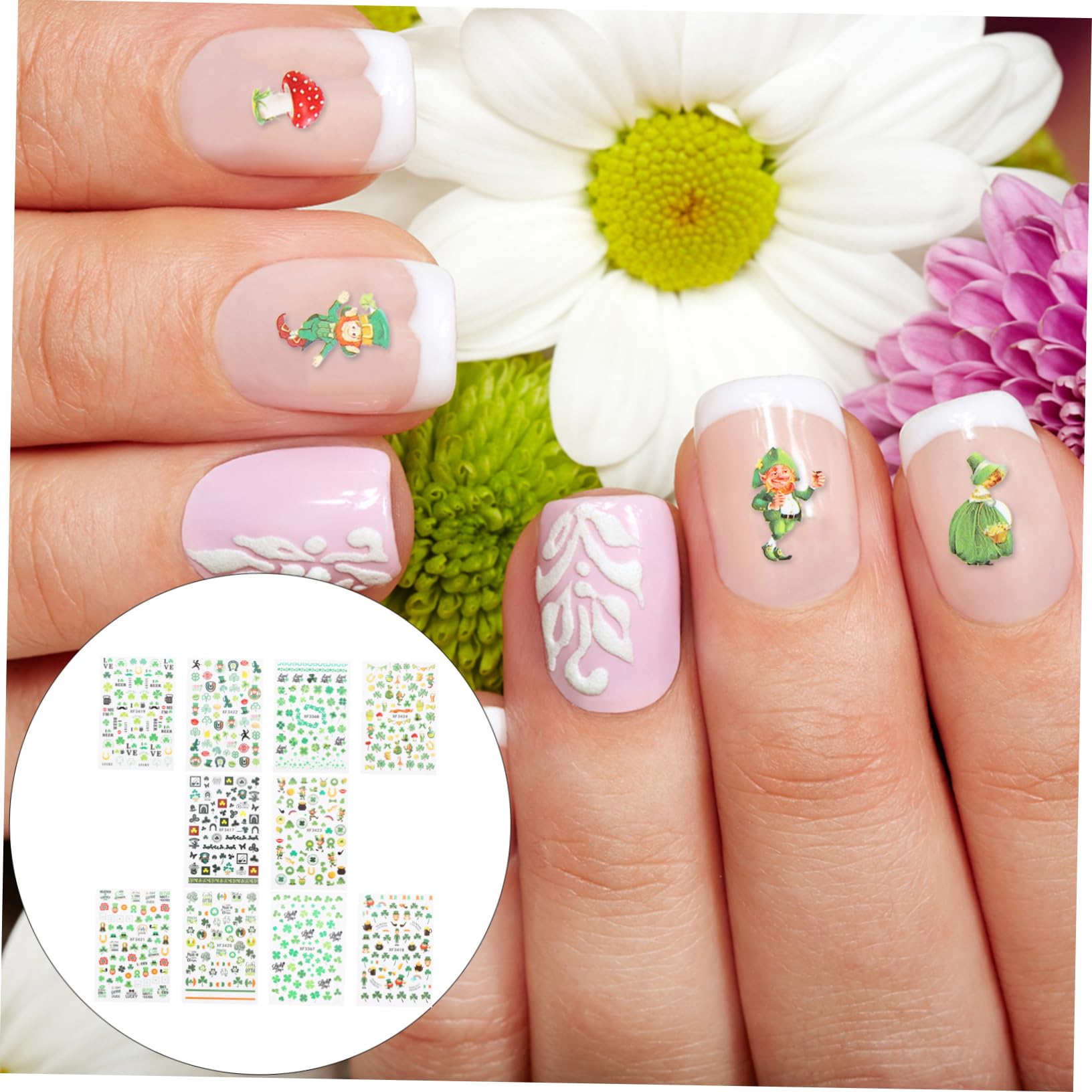 Beaupretty 30fogli Adesivi Per Unghie Creativi Per Festival Di San Patrizio Decalcomanie Per Manicure Facili Da Applicare e Resistenti Materiali Sicuri e Adatti Per Festività